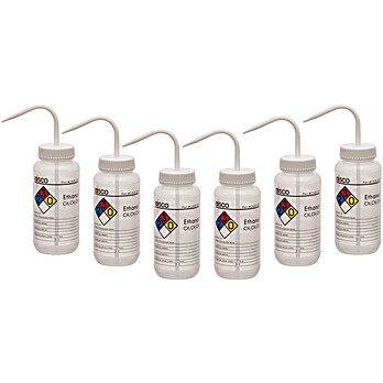 Ethanol Wash Bottle, 4 Color, 500mL, PK6