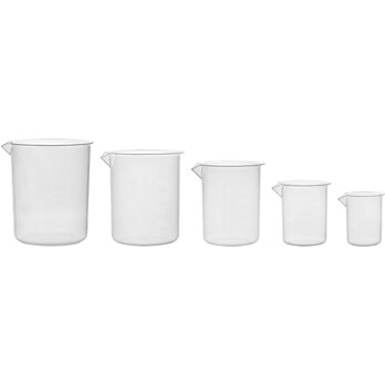 5pc Plastic Beaker Set - 50mL, 100mL, 250mL, 500mL, 1000mL
