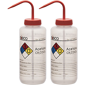 Acetone Wash Bottle, 4 Color, 1000mL, PK2