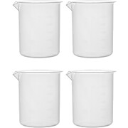 Plastic Beaker with Molded Graduations, 500mL, PK4