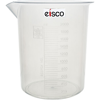 Plastic Beaker with Molded Graduations, 2000mL