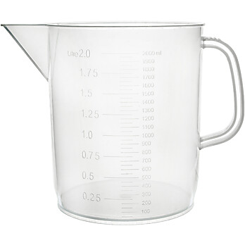 Plastic Pitcher, Short Form, Molded Graduations, 2L