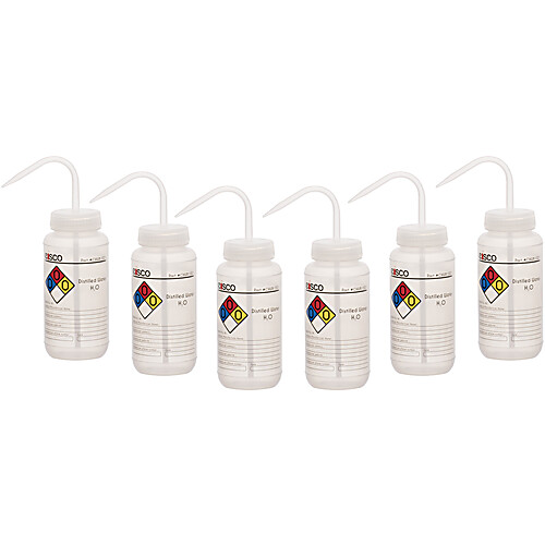 dH2O Wash Bottle, 4 Color, 500mL, PK6
