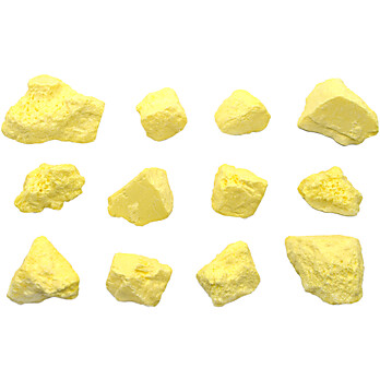 Sulfur, Raw Mineral Specimens, Approx. 1", PK12