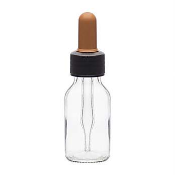Dropping Bottle, 60ml (2oz), Transparent Soda Glass, Screw Cap with Glass Dropper & Rubber Bulb