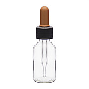 Dropping Bottle, 30ml (1oz), Transparent Soda Glass, Screw Cap with Glass Dropper & Rubber Bulb