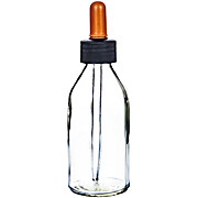 Dropping Bottle, 100ml (3.3oz), Transparent Soda Glass, Screw Cap with Glass Dropper & Rubber Bulb