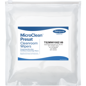 Teknipure MicroClean™ Pro Presat Microfiber Cleanroom Wipers with Sealed Border, 70/30 IPA