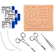 Practice Suture Kit, Life-Like Plastic Suture Pad with Common Cuts & Lacerations, Needle Holder, Forceps, Scissors, Tubing, Needles & Sutures