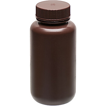 Reagent Bottle, Amber, 500mL, Wide Mouth with Screw Cap, HDPE