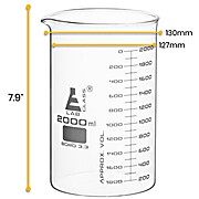 Glass Beaker, 2000ml, ASTM, Dual Scale