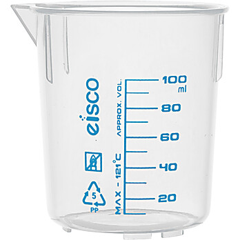 Plastic Beaker, 100mL, Printed Graduations