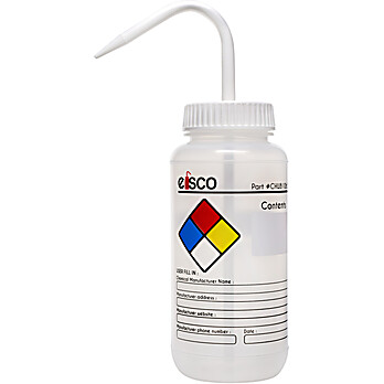 Chemical Wash Bottle, 4 Color Blank Lbl, 500mL