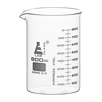 Glass Beaker, 800ml, ASTM, Dual Scale