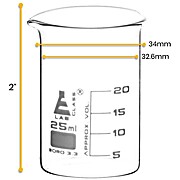 Glass Beaker, Low Form, 25ml