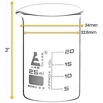 Glass Beaker, Low Form, 25ml