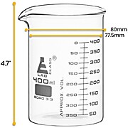 Glass Beaker, 400ml, ASTM, Dual Scale