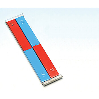 Blue/Red Bar Magnets, Chrome Steel, Pair