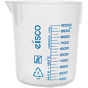 Plastic Beaker, 1000mL, Printed Graduations