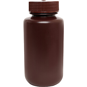 Reagent Bottle, Amber, 250mL, Wide Mouth with Screw Cap, HDPE