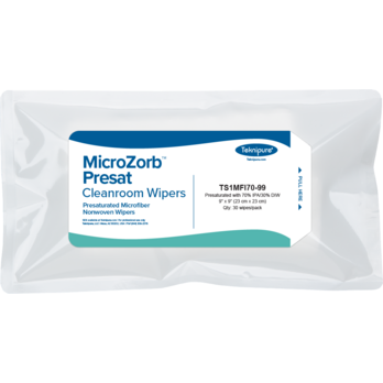 Teknipure MicroZorb™ Presat Nonwoven Microfiber Cleanroom Wipers, 70/30 IPA, 9"x9"