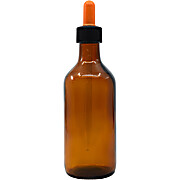 Dropping Bottle, 180ml (6oz), Amber Soda Glass, Screw Cap with Amber Glass Dropper & Rubber Bulb