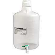 Carboy Bottle with Stopcock, 20 Liter Capacity, White Premium Polypropylene with 2 Handles