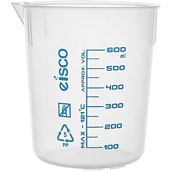 Plastic Beaker, 600mL, Printed Graduations