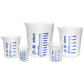 5pc Plastic Beaker Set - 50mL, 100mL, 250mL, 600mL, 1000mL