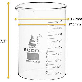 Glass Beaker, Low Form, 2000ml