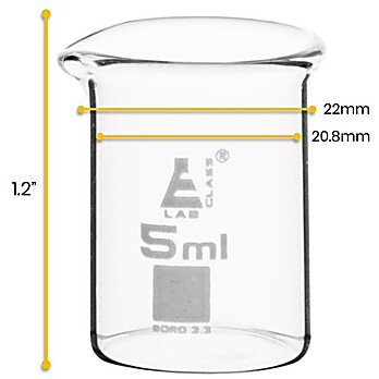 Glass Beaker, Low Form, 5ml