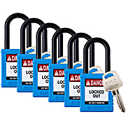 Nylon Safety Lockout Padlocks - Keyed Different, Plastic Shackle