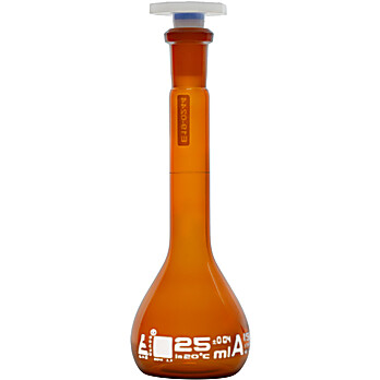 Amber Volumetric Flasks with PE Stopper - Class A, with Calibration Certificate