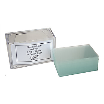 Microscope Cover Slips, Size #1 Thickness, 22mm by 40mm, Box of 100 Slides