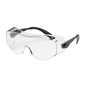OverSite™: OTG Rimless Safety Glasses with Black / Gray Temple, Clear Lens and Anti-Fog / Anti-Scratch Coating