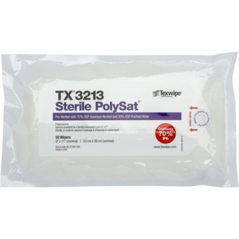 PolySat Wipes pre-wetted with 70% IPA, Sterile, gamma irradiated