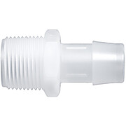 Cole-Parmer® Cleanroom NPT(M) to Hose Barb Fittings, Straight Adapter, Animal-Derivative-Free Polypropylene