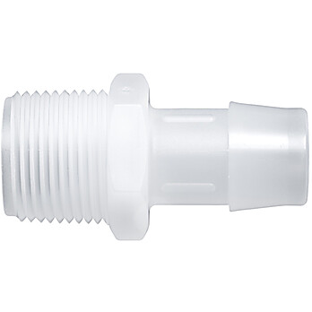 Cole-Parmer® Cleanroom NPT(M) to Hose Barb Fittings, Straight Adapter, Animal-Derivative-Free Polypropylene