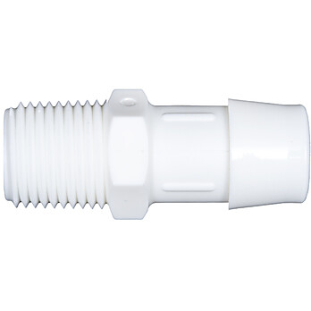 Cole-Parmer® Cleanroom NPT(M) to Hose Barb Fittings, Straight Adapter, Medical Nylon