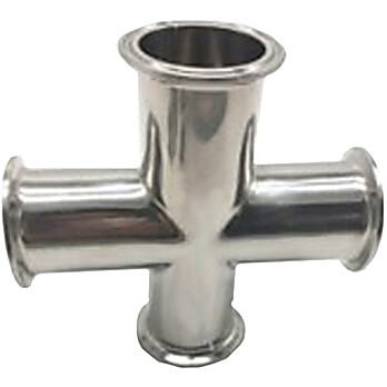 Cole-Parmer® Sanitary Clamp Fittings, Cross Union, 316 Stainless Steel