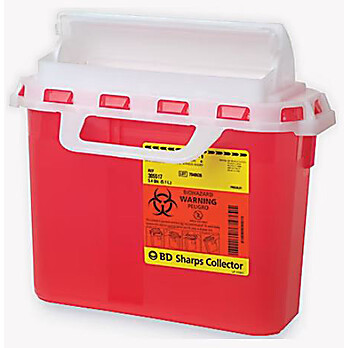 BD Recykleen™ Patient room sharps collector counterbalanced door, 3 gal, Red