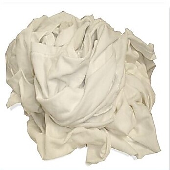 All white, cotton T-Shirt Rags, 9x9 and larger pieces, Compressed 50lb box, 19"x11"x6"