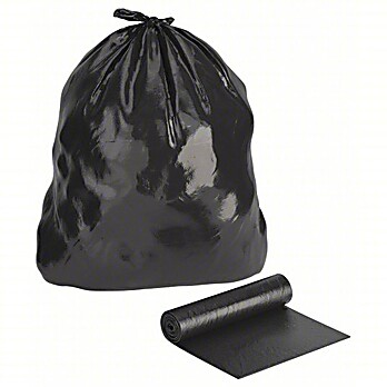 GRAINGER Trash Bags: 60 gal Capacity, 38 in Wd, 58 in Ht, 0.95 mil Thick, Black, 100 PK