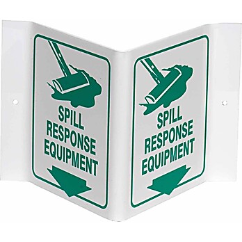 V Spill Response Equipment Sign, 8" H x 8" W, Acrylic
