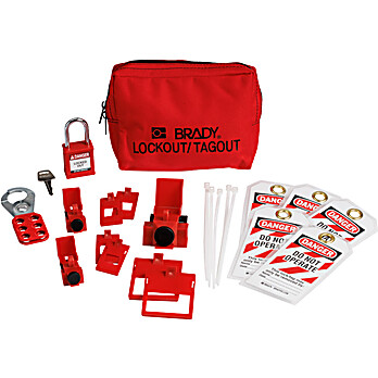 Electrical Breaker Lockout Tagout Kit with Nylon Safety Padlock in Pouch