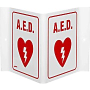 V Aed Sign, 6" H x 9" W x 4" D, Acrylic
