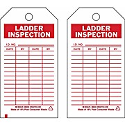 Safety Inspection Tag LADDER INSPECTION Heavy Duty Polyester 5.75x3 RD/WH 10PK