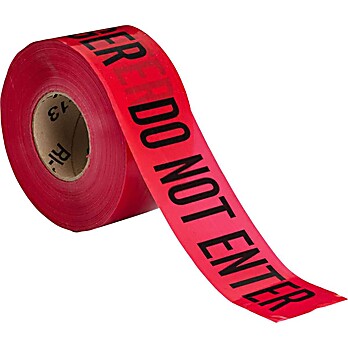 Standard Barricade Tape Roll - Polyethylene, DANGER DO NOT ENTER, Black on Red, 3"x 1000'