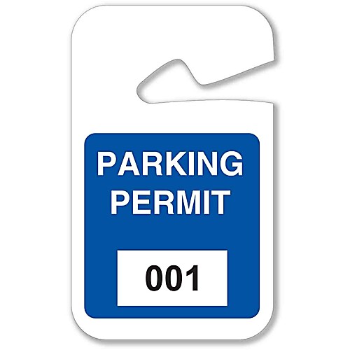 Rearview Mirror Hanging Tags, 001-100, Blue, 4.75" H x 2.75" W