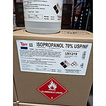 Isopropyl Alcohol, Tarr Chemical, 70% USP/NF Grade, 1GL Plastic Jugs, 1/EA, 4EA/CS